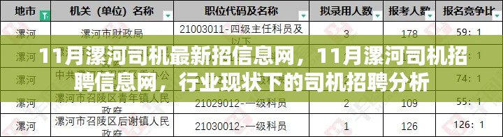 11月漯河司機(jī)招聘信息網(wǎng)匯總，行業(yè)現(xiàn)狀下的司機(jī)招聘分析
