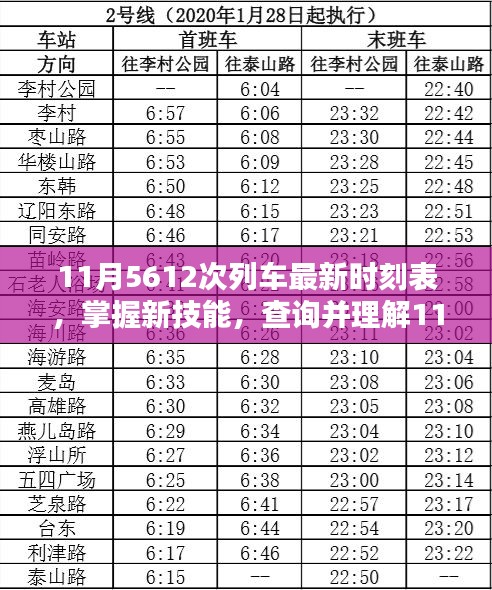掌握新技能，查詢并理解最新11月5612次列車時(shí)刻表全攻略