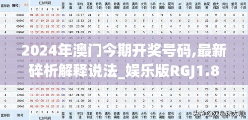 2024年澳門今期開獎(jiǎng)號碼,最新碎析解釋說法_娛樂版RGJ1.80