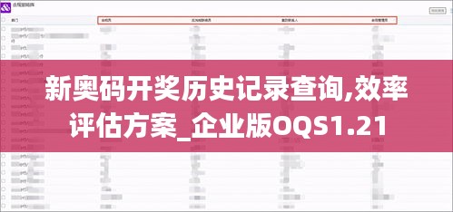 新奧碼開獎(jiǎng)歷史記錄查詢,效率評(píng)估方案_企業(yè)版OQS1.21