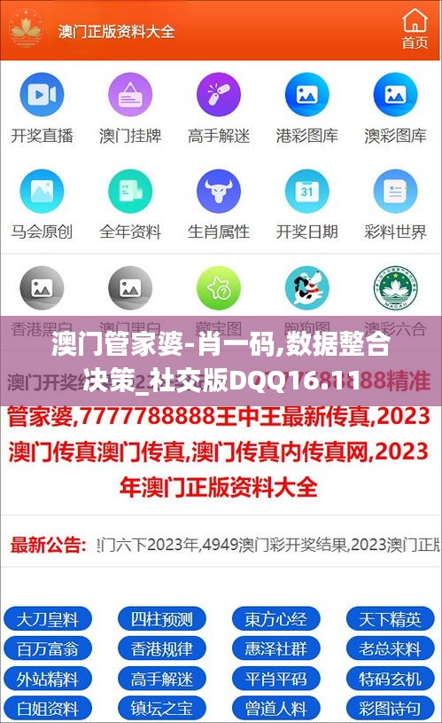 澳門管家婆-肖一碼,數(shù)據(jù)整合決策_社交版DQQ16.11