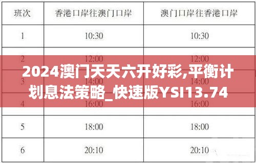 2024澳門天天六開好彩,平衡計(jì)劃息法策略_快速版YSI13.74
