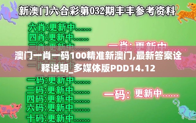 澳門一肖一碼100精準(zhǔn)新澳門,最新答案詮釋說明_多媒體版PDD14.12