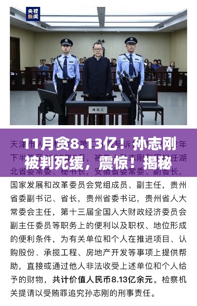 揭秘孫志剛涉政貪腐案內幕，涉案金額達8.13億，法律嚴懲不貸！