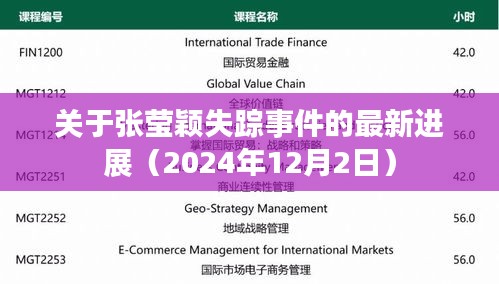 張瑩穎失蹤事件最新進(jìn)展揭秘（2024年12月2日）