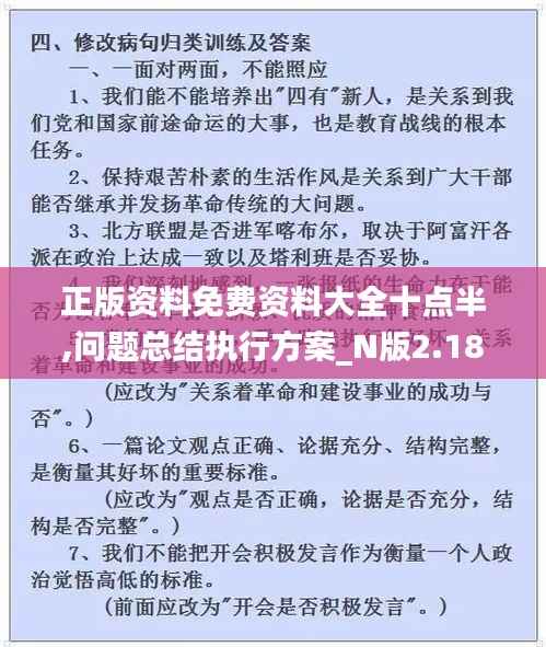 正版資料免費資料大全十點半,問題總結執(zhí)行方案_N版2.187