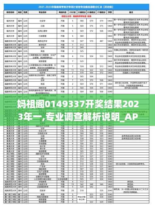媽祖閣0149337開獎結果2023年一,專業(yè)調查解析說明_AP16.849