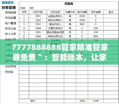 7777888888管家精準(zhǔn)管家婆免費(fèi)＂：智能賬本，讓家庭財(cái)務(wù)管理更高效