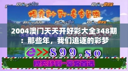 2004澳門天天開好彩大全348期：那些年，我們追逐的彩夢