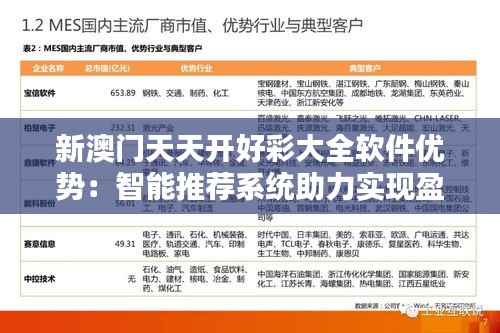 新澳門天天開好彩大全軟件優(yōu)勢：智能推薦系統(tǒng)助力實現(xiàn)盈利最大化