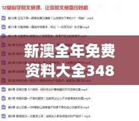 新澳全年免費資料大全348期：讓學習變得更加輕松自在