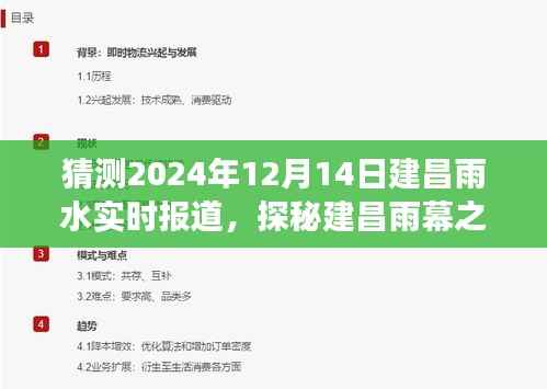 心靈與自然的美好邂逅，揭秘建昌雨水之旅——2024年建昌雨水實時報道