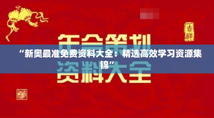 “新奧最準免費資料大全：精選高效學習資源集錦”