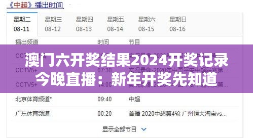 澳門(mén)六開(kāi)獎(jiǎng)結(jié)果2024開(kāi)獎(jiǎng)記錄今晚直播：新年開(kāi)獎(jiǎng)先知道