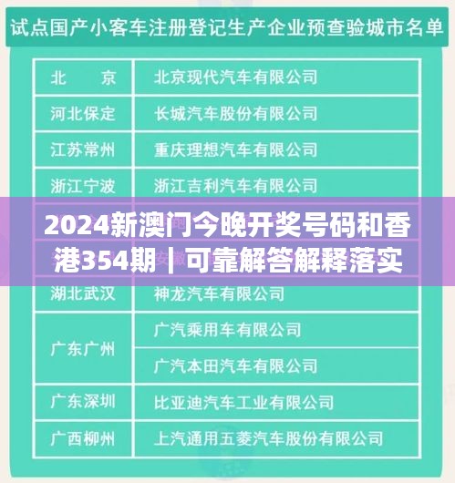 2024新澳門今晚開獎號碼和香港354期｜可靠解答解釋落實