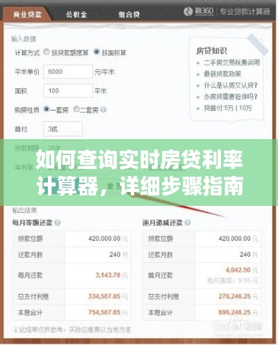 詳細步驟指南，如何查詢實時房貸利率計算器（適用于初學(xué)者與進階用戶）